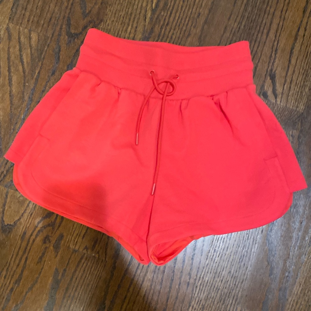 Red fleece shorts